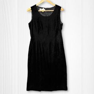 VTG Talbots Joan Leslie Black Velvet‎ Sleeveless Sheath Dress Size 10 USA